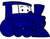 Disegno Treno  pitturato su treno blu
