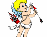 Disegno Cupido  pitturato su giada