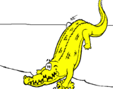 Disegno Alligatore che entra nell'acqua  pitturato su claudia