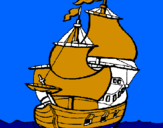 Disegno Barca  pitturato su salvatore