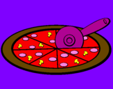 Disegno Pizza pitturato su alessia