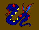 Disegno Serpente con le ali  pitturato su Ludovico