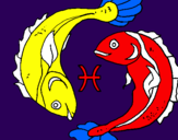 Disegno Pesci pitturato su pesce