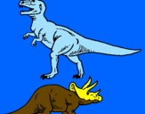 Disegno Triceratops e Tyrannosaurus Rex pitturato su federico