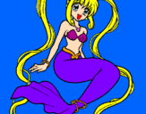 Disegno Sirena con le perle  pitturato su elisa