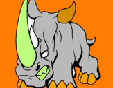 Disegno Rinoceronte II pitturato su redon