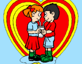 Disegno Una bibita per due innamorati pitturato su rossana fan