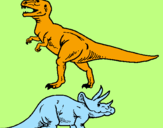 Disegno Triceratops e Tyrannosaurus Rex pitturato su gabriele