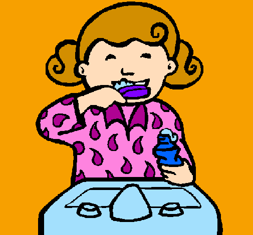 Bambina cha si spazzola i denti 