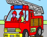 Disegno Camion dei Pompieri  pitturato su davide