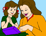 Disegno Madre e figlia  pitturato su BIBI star
