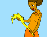 Disegno Donna dell'Etiopia  pitturato su silvia