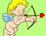 Disegno Cupido prende la mira  pitturato su ilaria
