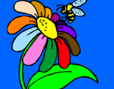 Disegno Margherita con ape  pitturato su AURORA