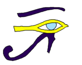 Disegno Occhio di Horus  pitturato su andre