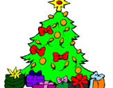 Disegno Albero di Natale  pitturato su albero di natale