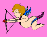 Disegno Cupido in volo  pitturato su GIADA