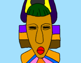 Disegno Maschera africana  pitturato su martina