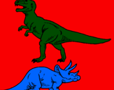 Disegno Triceratops e Tyrannosaurus Rex pitturato su ENRICO