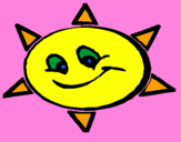 Disegno Sole sorridente  pitturato su fienze