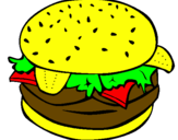 Disegno Hamburger completo  pitturato su rita