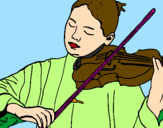Disegno Violinista  pitturato su bea