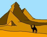 Disegno Paesaggio con le piramidi  pitturato su SIMONE