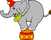 Disegno Elefante sulla palla  pitturato su mowi