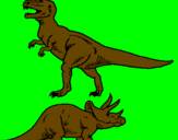 Disegno Triceratops e Tyrannosaurus Rex pitturato su giuseppe
