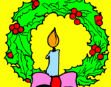 Disegno Corona augurale con una candela pitturato su gabriele