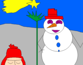 Disegno Pupazzo di neve III pitturato su sabrina