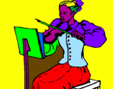 Disegno Dama violinista  pitturato su simone