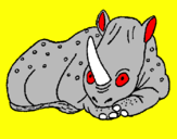 Disegno Rinoceronte  pitturato su maurizio fuselli
