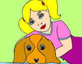 Disegno Bambina che abbraccia il suo cagnolino  pitturato su sarah 7