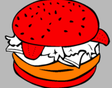 Disegno Hamburger completo  pitturato su Antonio