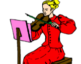 Disegno Dama violinista  pitturato su POOH