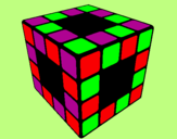 Disegno Cubo di Rubik pitturato su Coco