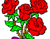 Disegno Mazzo di rose  pitturato su barbato linda