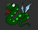 Disegno Serpente con le ali  pitturato su giada