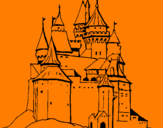 Disegno Castello medievale  pitturato su arianna la bellissima