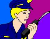 Disegno Polizia con il walkie talkie pitturato su z..l.
