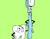 Disegno Molare e spazzolino da denti pitturato su CARMEN