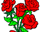 Disegno Mazzo di rose  pitturato su manule