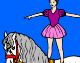 Disegno Trapezista in groppa al cavallo pitturato su nicole