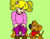 Disegno Bambina con il suo cagnolino  pitturato su   irene