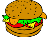 Disegno Hamburger completo  pitturato su isabella