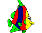 Disegno Pesce tropicale  pitturato su pesc