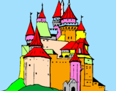Disegno Castello medievale  pitturato su paola
