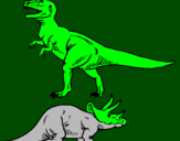 Disegno Triceratops e Tyrannosaurus Rex pitturato su David
