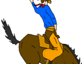 Disegno Cowboy a cavallo  pitturato su rino